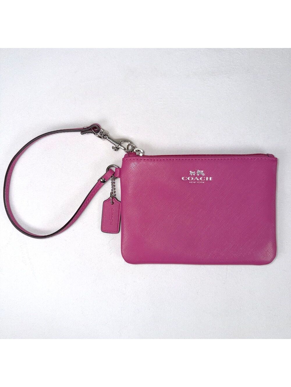 Coach Fuchsia Corner Zip Wristlet